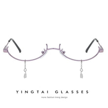 Load image into Gallery viewer, Alloy Eyeglasses Frame for Women Eyewear Water Drop Lensless Chain Pendant Decoration Half Frame Glasses frame