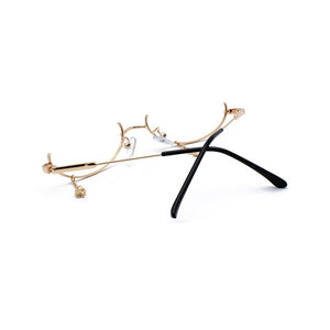 Alloy Eyeglasses Frame for Women Eyewear Water Drop Lensless Chain Pendant Decoration Half Frame Glasses frame