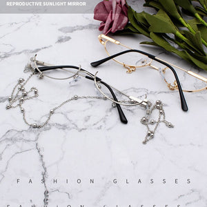 Alloy Eyeglasses Frame for Women Eyewear Water Drop Lensless Chain Pendant Decoration Half Frame Glasses frame