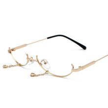 Load image into Gallery viewer, Alloy Eyeglasses Frame for Women Eyewear Water Drop Lensless Chain Pendant Decoration Half Frame Glasses frame