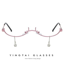 Load image into Gallery viewer, Alloy Eyeglasses Frame for Women Eyewear Water Drop Lensless Chain Pendant Decoration Half Frame Glasses frame