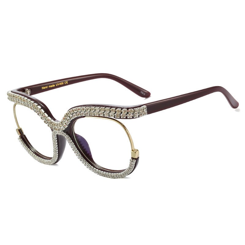 Anti Blue Light Glasses Women Prescription Eyewear 2023  Brand Rhinestone Frame Can Be Equipped with Myopia Lenses
