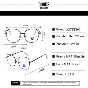 Anti-blue Light Classic Vintage Women Computer Optics Eyeglasses Square Metal Frame Retro Men Glasses Eye Glass