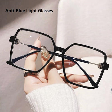 Anti-blue Light Glasses Women Vintage Oversized Large Square Eyeglasses Frame Men Blocking Blue-Ray Spectacles Frames