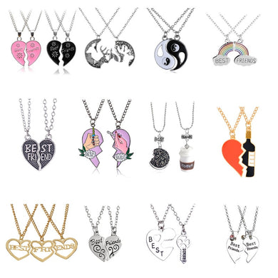 Fashion Best Friends Honey Love Couple Pendant Necklace 2 Pcs/ Set Rainbow Broken Heart BFF Good Friends Friendship Jewelry Gift