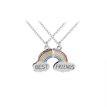 Carica l&#39;immagine nel visualizzatore di Gallery, Fashion Best Friends Honey Love Couple Pendant Necklace 2 Pcs/ Set Rainbow Broken Heart BFF Good Friends Friendship Jewelry Gift