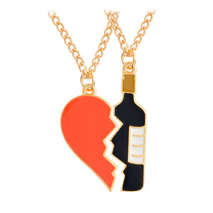 Fashion Best Friends Honey Love Couple Pendant Necklace 2 Pcs/ Set Rainbow Broken Heart BFF Good Friends Friendship Jewelry Gift