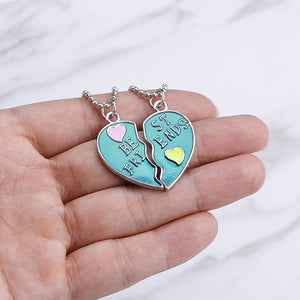 Fashion Best Friends Honey Love Couple Pendant Necklace 2 Pcs/ Set Rainbow Broken Heart BFF Good Friends Friendship Jewelry Gift