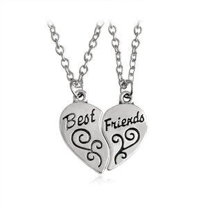 Fashion Best Friends Honey Love Couple Pendant Necklace 2 Pcs/ Set Rainbow Broken Heart BFF Good Friends Friendship Jewelry Gift