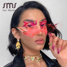Load image into Gallery viewer, Big Fire Wave Flame Sunglasses Women Men Oversized Rimless Wave Sun Glasses Eyewear  Punk Sunglasses Gafas de