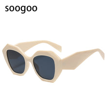 Load image into Gallery viewer, Big Fram Polygonal Sunglasses Women  Brand Designer Eyeglasses Men Oversized Retro Square Sun Glasses White UV 400