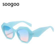 Load image into Gallery viewer, Big Fram Polygonal Sunglasses Women  Brand Designer Eyeglasses Men Oversized Retro Square Sun Glasses White UV 400