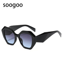 Load image into Gallery viewer, Big Fram Polygonal Sunglasses Women  Brand Designer Eyeglasses Men Oversized Retro Square Sun Glasses White UV 400