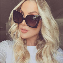 Load image into Gallery viewer, Big Frame Cat Eye Sunglasses Women Luxulry Brand Designer Vintage Leopard Homme Girl Sun Glasses Classic Black Shades