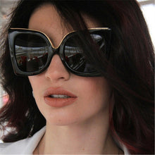 Load image into Gallery viewer, Big Frame Cat Eye Sunglasses Women Luxulry Brand Designer Vintage Leopard Homme Girl Sun Glasses Classic Black Shades