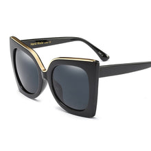 Load image into Gallery viewer, Big Frame Cat Eye Sunglasses Women Luxulry Brand Designer Vintage Leopard Homme Girl Sun Glasses Classic Black Shades