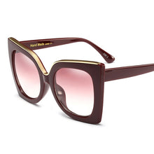 Load image into Gallery viewer, Big Frame Cat Eye Sunglasses Women Luxulry Brand Designer Vintage Leopard Homme Girl Sun Glasses Classic Black Shades