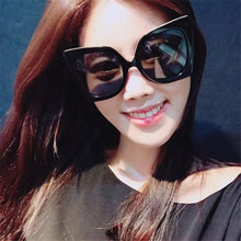 Load image into Gallery viewer, Big Frame Cat Eye Sunglasses Women Luxulry Brand Designer Vintage Leopard Homme Girl Sun Glasses Classic Black Shades