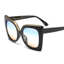 Load image into Gallery viewer, Big Frame Cat Eye Sunglasses Women Luxulry Brand Designer Vintage Leopard Homme Girl Sun Glasses Classic Black Shades