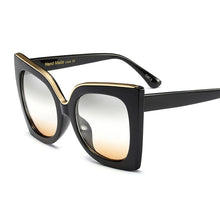 Load image into Gallery viewer, Big Frame Cat Eye Sunglasses Women Luxulry Brand Designer Vintage Leopard Homme Girl Sun Glasses Classic Black Shades