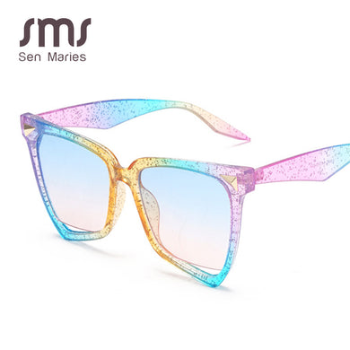 Big Frame Cat Eye Sunglasses Women Colorful Female Transparent Retro Hollow Sun Glasses Shades UV400