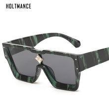 Load image into Gallery viewer, Big Frame Women Eyewear One Piece Square Sunglass Female Personality Gemstone Sunglasses Vintage Men Sun Glass UV400