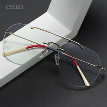 Load image into Gallery viewer, Big Glasses Frame Male Vintage Flat Mirror Anti Blue Light Computer Eyelasses Men Metal Double Nose Glasses Frames Women