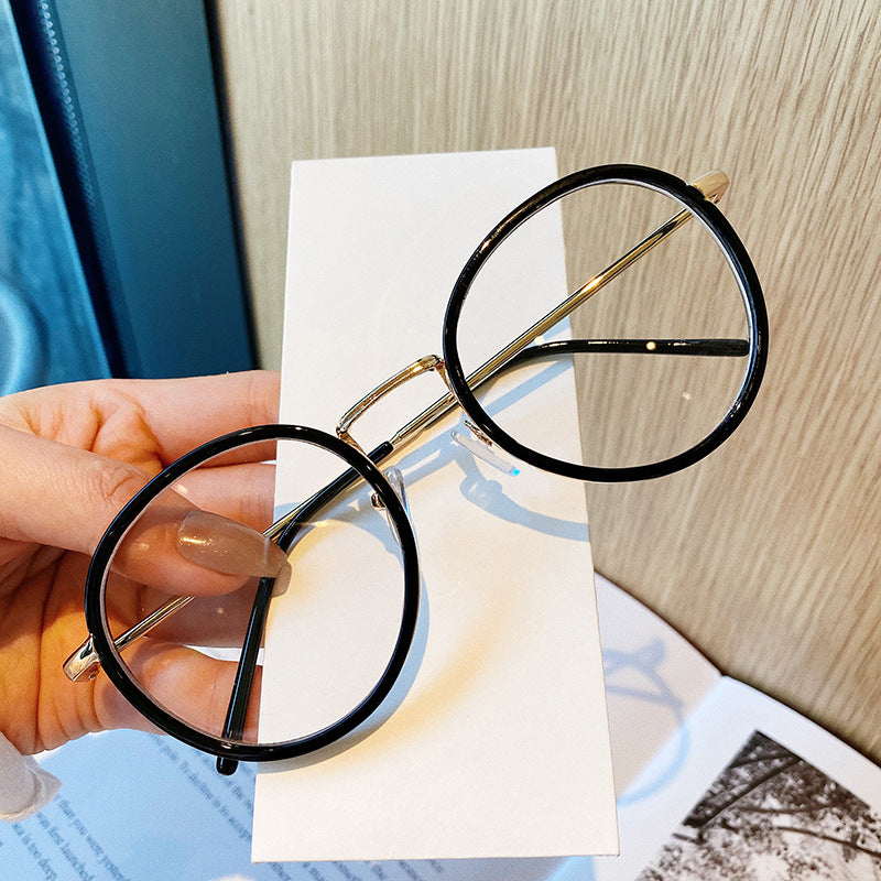 Big Round Glasses Frame Men Women Metal Glasses Frames Vintage Optical Eyeglasses Black White Spectacles