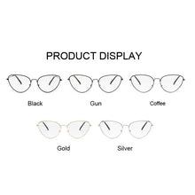 Load image into Gallery viewer, Black Cateye Glasses Frame Female Vintage Brand Design Optical Eyeglasses Women Retro Cat Eye Metal Eyewear Clear Lens