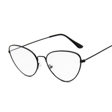 Load image into Gallery viewer, Black Cateye Glasses Frame Female Vintage Brand Design Optical Eyeglasses Women Retro Cat Eye Metal Eyewear Clear Lens