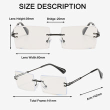 Load image into Gallery viewer, Blue Light Blocking Glasses Frameless Rimless Rectangle Glasses Gaming Computer Reading Eyewear Anti Eyestrain