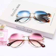 Load image into Gallery viewer, Blue Rimless Sunglasses Women 2023 Brand Design UV400  Aviation Sun Glasses Cutting Lens Gradient Shades S417