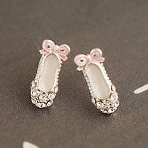 Fashion Brand Delicate Ballet Shoes Beautiful Bow Crystal Earrings For Women Jewelry bijoux