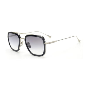 Brand Design Classic Metal Acetate Retro Double Beam Suqare Sunglasses Tony Stark Summer Edith Sun Glasses Women 006