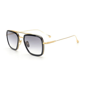 Brand Design Classic Metal Acetate Retro Double Beam Suqare Sunglasses Tony Stark Summer Edith Sun Glasses Women 006