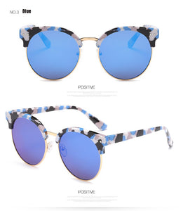 Brand Designer Stylish Men's Sun glasses Alloy Bridges Round Lens Eye Wear Sunglasses for Women gafas de sol