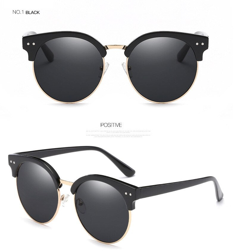 Brand Designer Stylish Men's Sun glasses Alloy Bridges Round Lens Eye Wear Sunglasses for Women gafas de sol