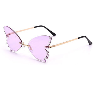 Butterfly Diamond Sunglasses Women 2023 Rimless Sun Glasses Oversized Steampunk Eyeglasses Vintage Eyewear UV400 Men