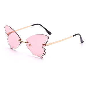 Butterfly Diamond Sunglasses Women 2023 Rimless Sun Glasses Oversized Steampunk Eyeglasses Vintage Eyewear UV400 Men