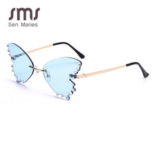 Load image into Gallery viewer, Butterfly Diamond Sunglasses Women 2023 Rimless Sun Glasses Oversized Steampunk Eyeglasses Vintage Eyewear UV400 Men