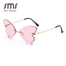 Load image into Gallery viewer, Butterfly Diamond Sunglasses Women 2023 Rimless Sun Glasses Oversized Steampunk Eyeglasses Vintage Eyewear UV400 Men
