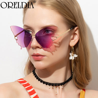 Butterfly Rimless Sunglasses Women  Brand Designer Oversized Punk Sun Glasses Vintage Eyewear UV400 Oculos