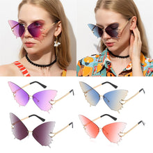 Load image into Gallery viewer, Butterfly Rimless Sunglasses for Women UV Protection Oversized Steampunk Glasses Anti-Reflective  Gradient Sun Glasses