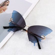 Load image into Gallery viewer, Butterfly Rimless Sunglasses for Women UV Protection Oversized Steampunk Glasses Anti-Reflective  Gradient Sun Glasses