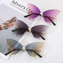Load image into Gallery viewer, Butterfly Rimless Sunglasses for Women UV Protection Oversized Steampunk Glasses Anti-Reflective  Gradient Sun Glasses