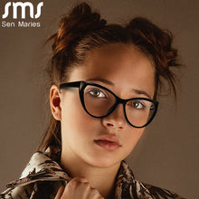Load image into Gallery viewer, Cat Eye Anti-Blue Glasses Women Flat Lenses TR90 Clear Lens Eye Protection Myopia Prescription Optical Eyeglasses