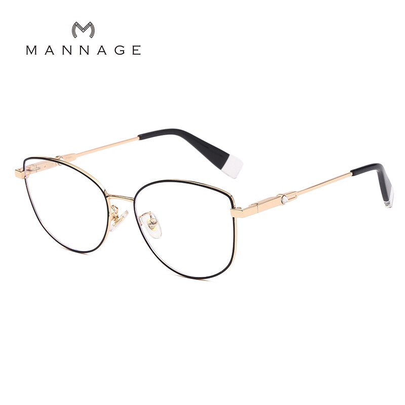 Cat Eye Anti-blue Glasses Frame Women Metal Optical Transparent Eyeglasses Female Male No Degree Eyewear