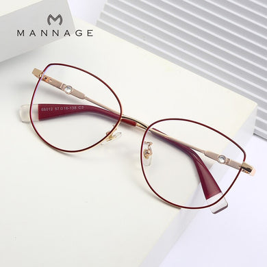 Cat Eye Anti-blue Glasses Frame Women Metal Optical Transparent Eyeglasses Female Male No Degree Eyewear