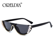 Load image into Gallery viewer, Cat Eye Diamond Sunglasses Women 2023 Half Frames  Brand Designer Crystal Sexy Ladies Rhinestone Eyewear Oculos