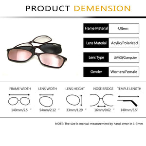 Occhiali Cat Eye con clip magnetica su occhiali da sole Montature per occhiali da vista polarizzati da donna con 3 clip su occhiali Ultem 